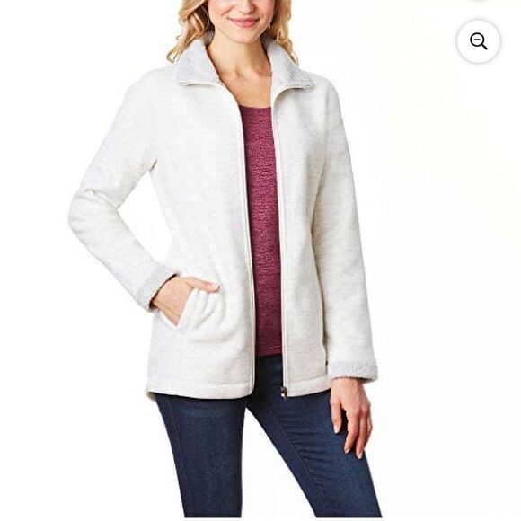 32 Degrees Jackets & Blazers - 32 Degrees Heat Women Sherpa Lined Fleece Jacket Large Gray Beige White Large